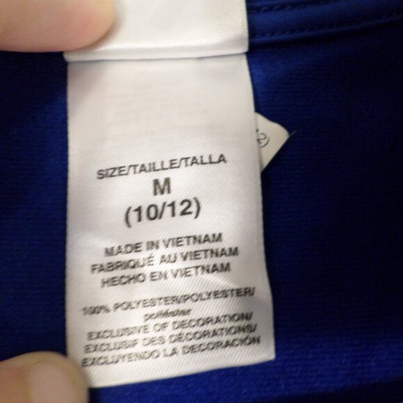 Adidas Royal Blue White Black Stripe Zip Front Tricot Boys Active Warm Up Med - Picture 8 of 13